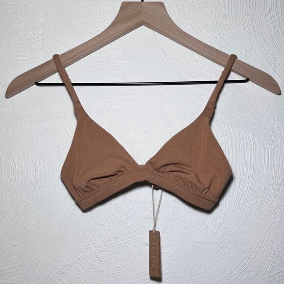 SKIMS Cotton Jersey Triangle Bralette in Camel - Picture 1 of 8